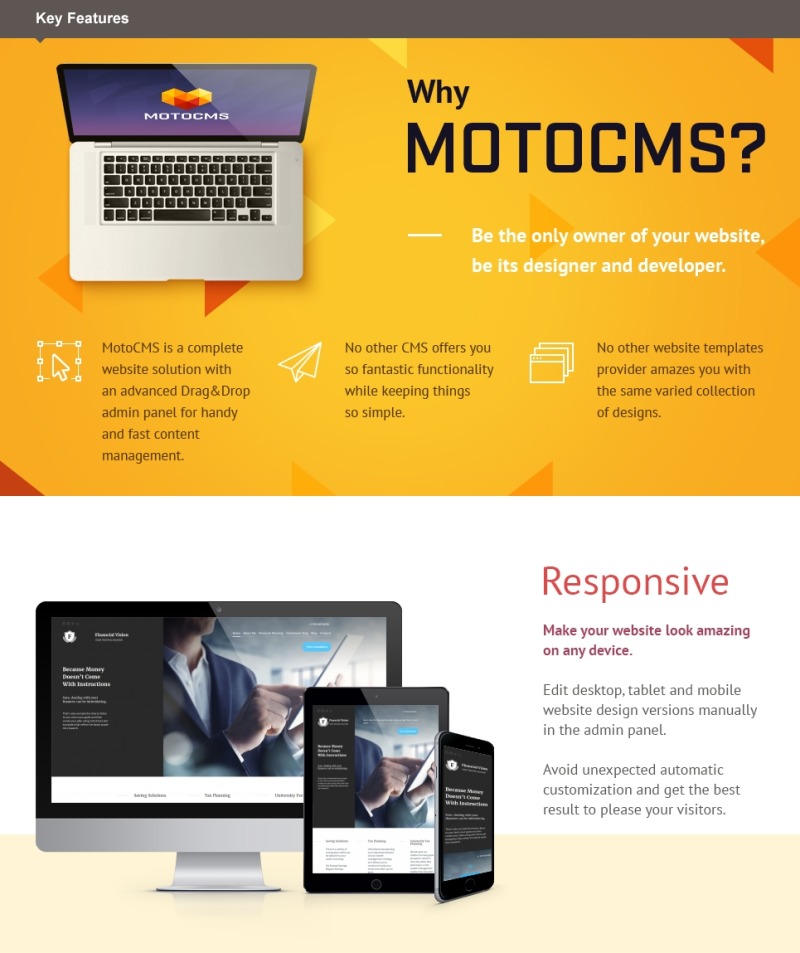 Reszponzív Pénzügyi tanácsadók témakörű Moto CMS 3 sablon 59148 - Képpel 1