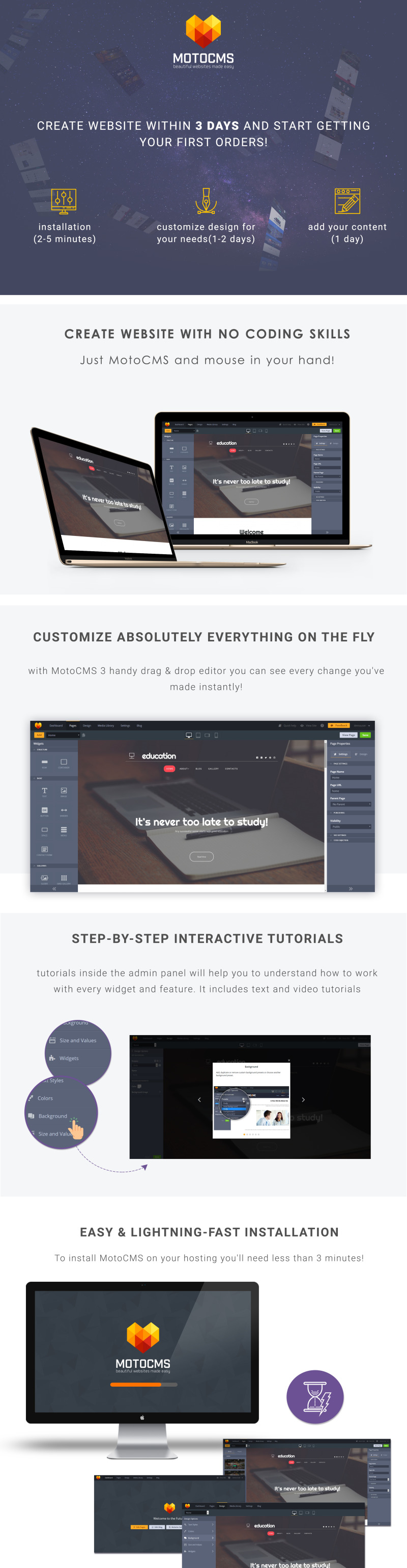Education Portal Moto CMS 3 Template - Features Image 1