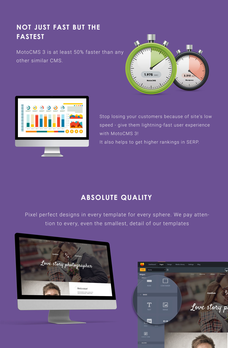 Love Story Photographer Moto CMS 3 Template - Features Image 4