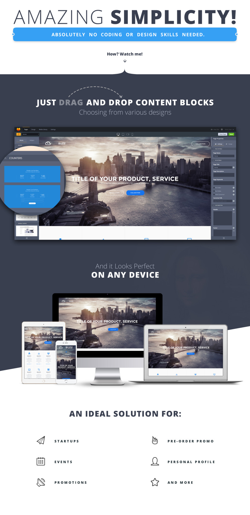 Шаблон целевой страницы MotoCMS для стартапов - Features Image 1