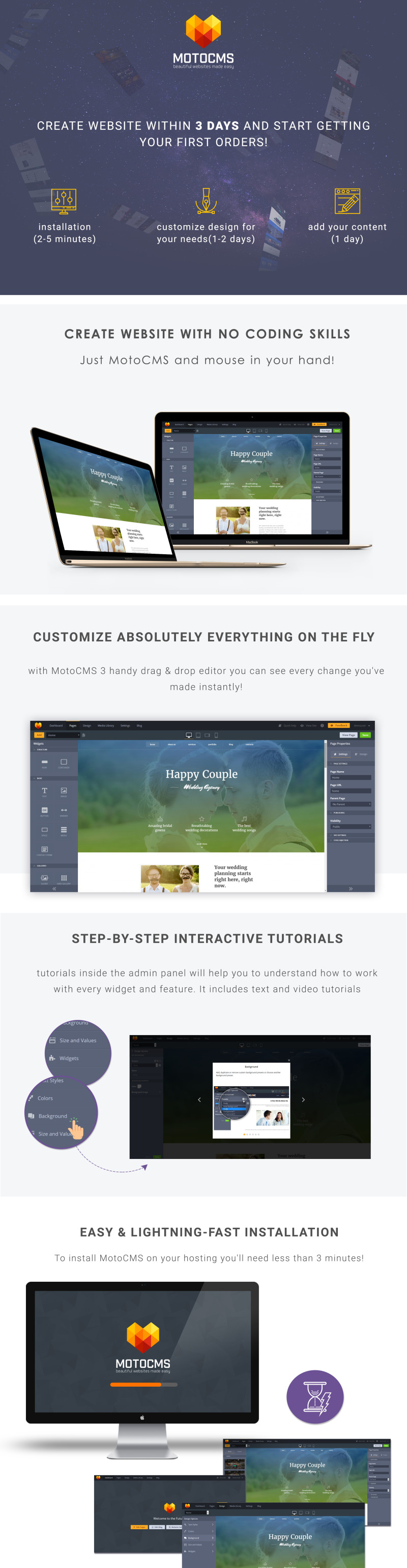 Happy Couple - Wedding Planner Moto CMS 3 Template - Features Image 1