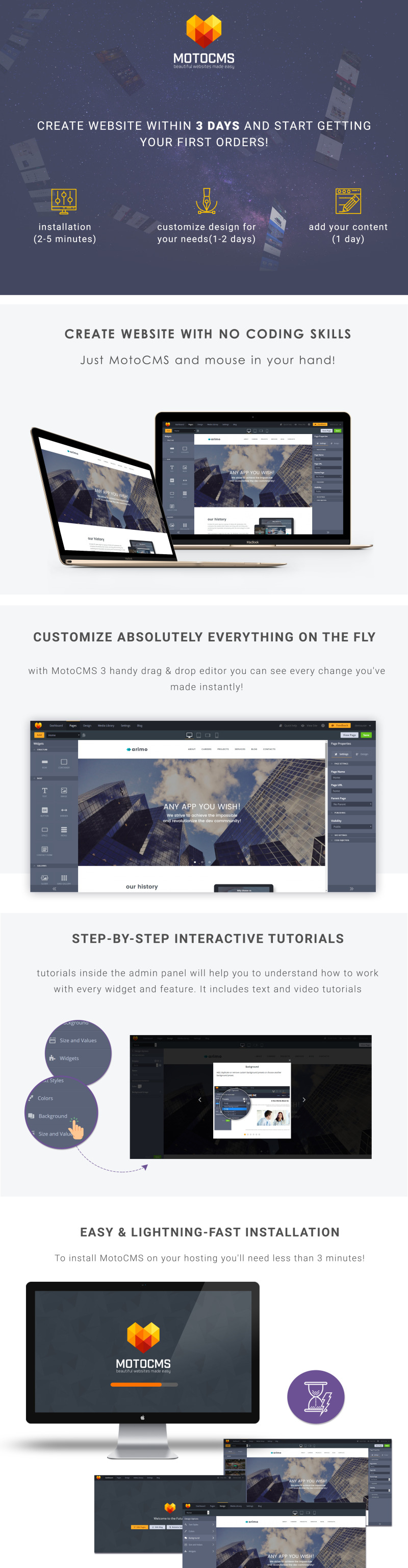 Arimo - Software Company Moto CMS 3 Template - Features Image 1