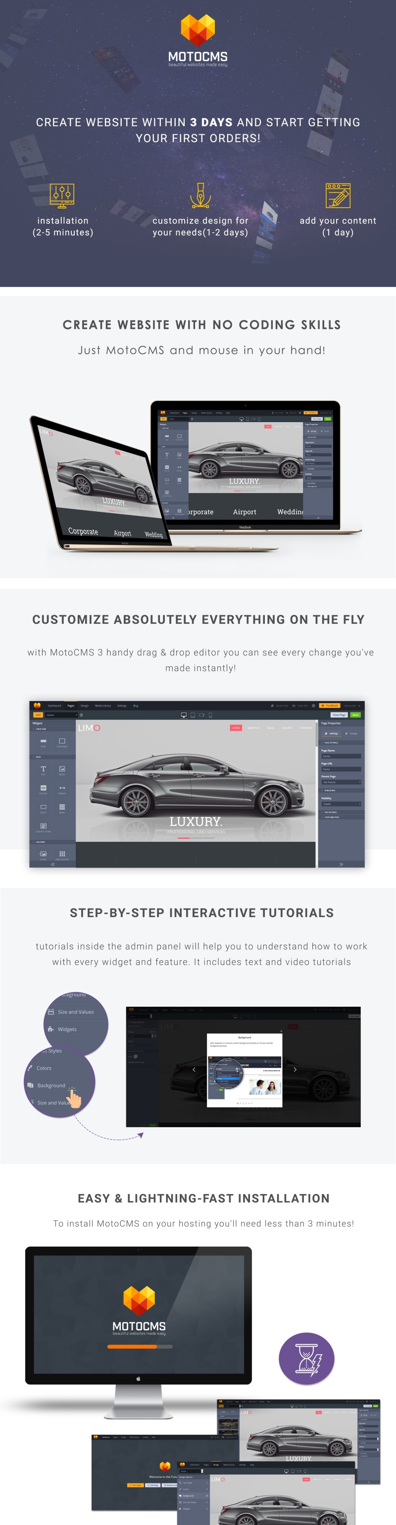 Limo Responsive Moto CMS 3 Template - Features Image 1