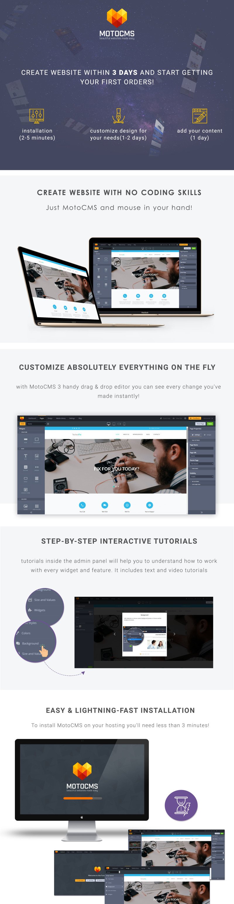 TechnoFix - Computer Repair Moto CMS 3 Template - Features Image 1