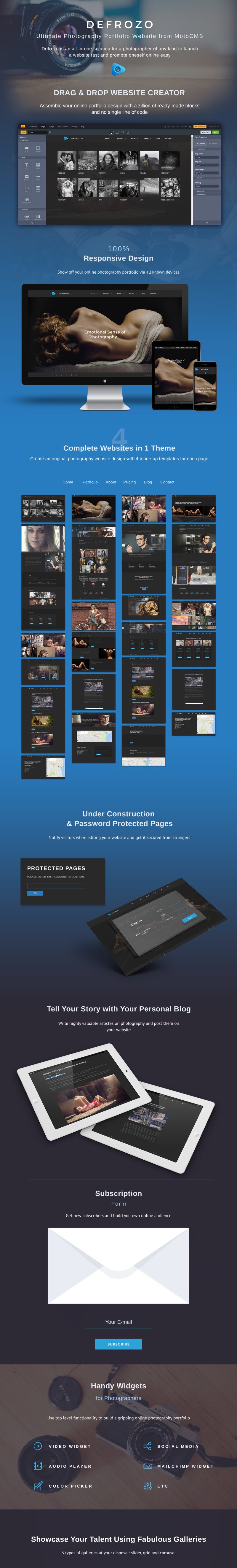 Defrozo Photographer Portfolio Moto CMS 3 Template - Features Image 1