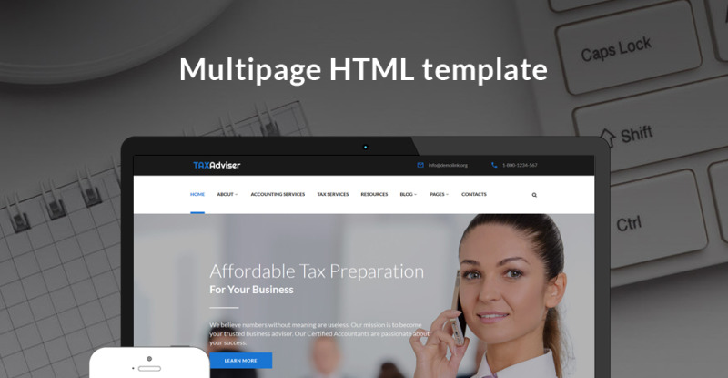 TaxAdviser - Accounting and Tax Services Company Responsive Multipage Website Template - Features Image 1