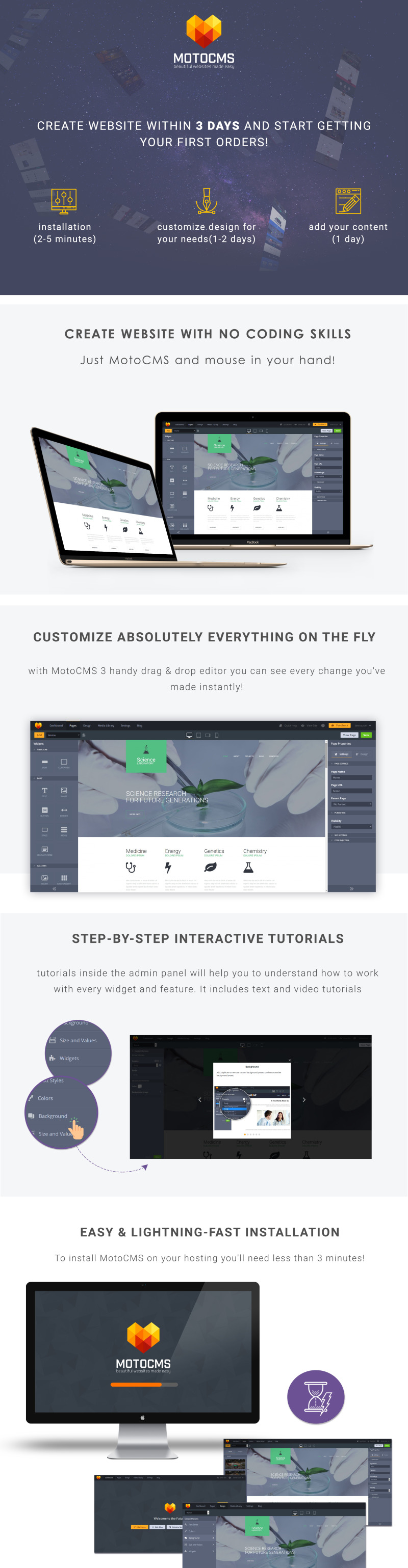 Science Lab Moto CMS 3 Template - Features Image 1