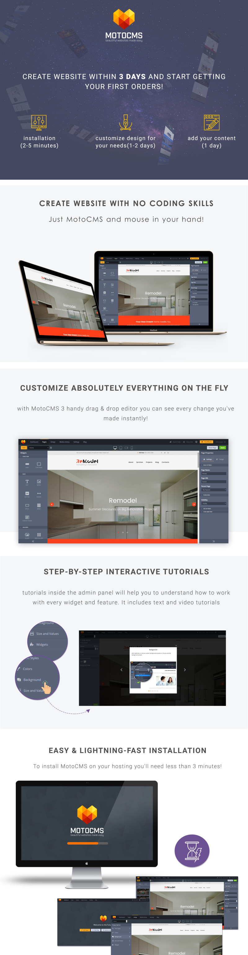 Remodel - Renovation and Interior Design Moto CMS 3 Template - Features Image 1