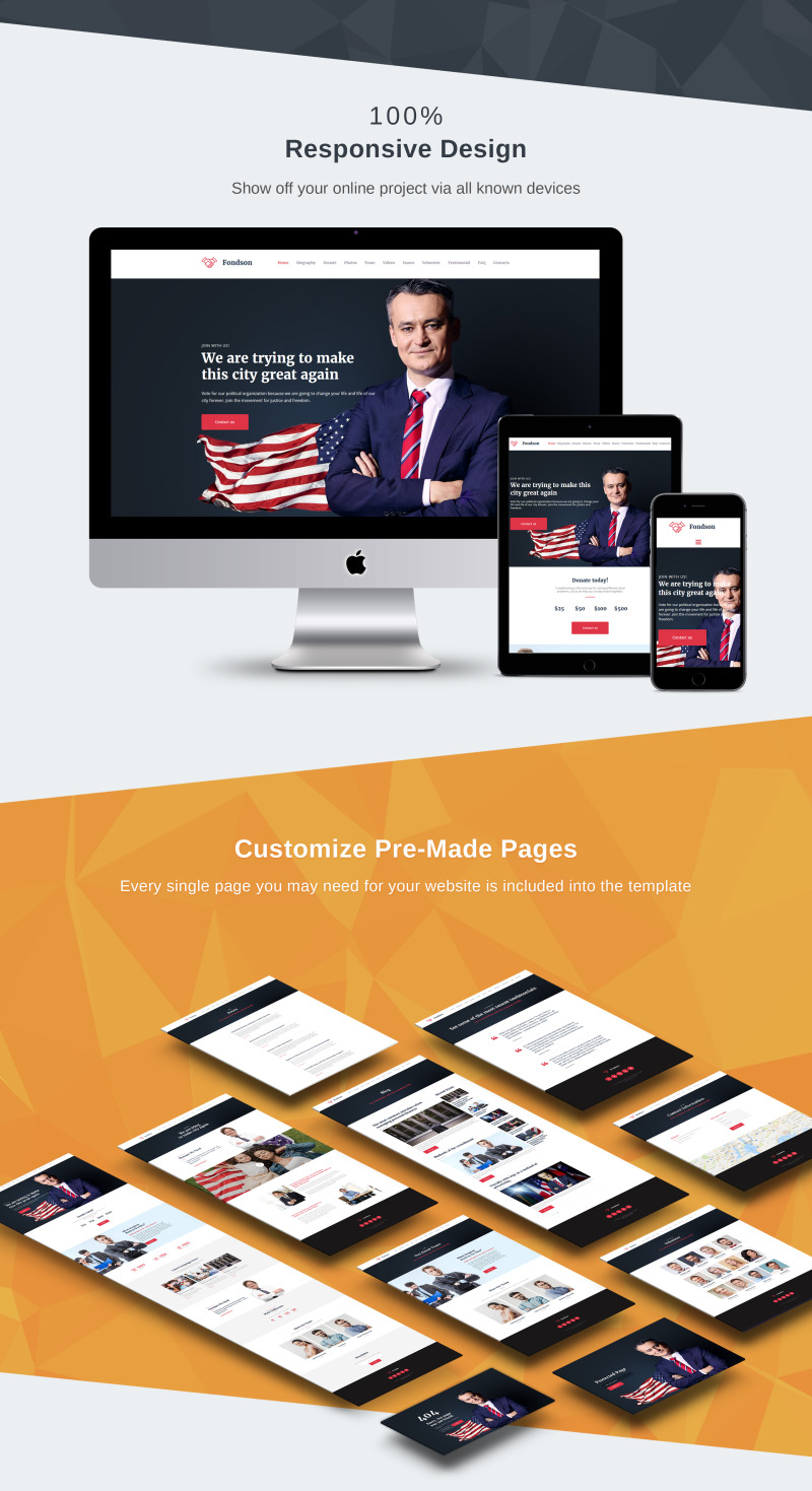 Fondson - Political Candidate Premium Moto CMS 3 Template - Features Image 3