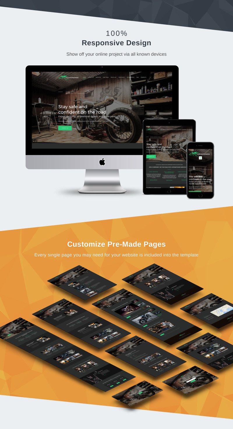 Лошадиная сила - Ремонт мотоциклов Премиум Moto CMS 3 Шаблон - Features Image 3