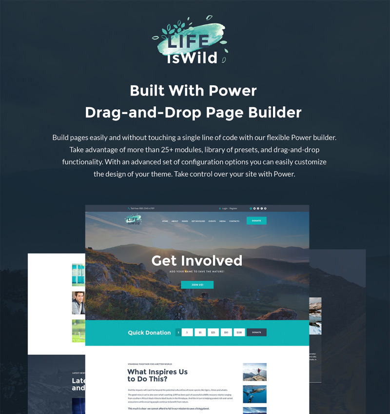 Tema WordPress Responsive #64785 LifeisWild - Wild Life WordPress Theme - Immagine Caratteristiche 1