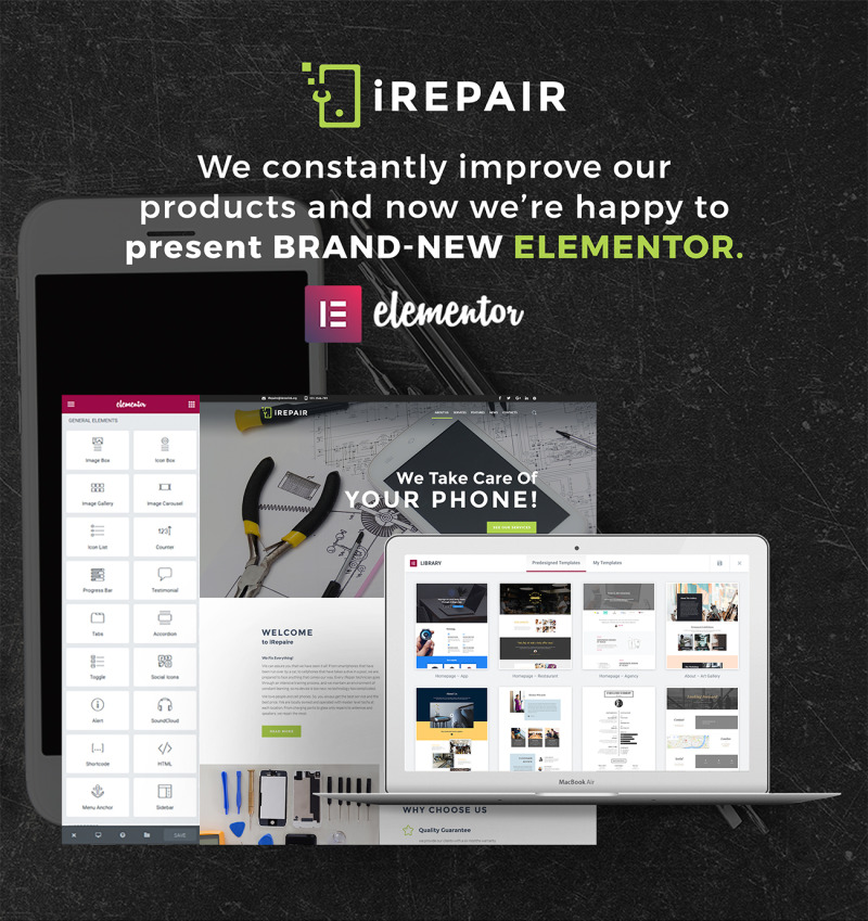 iRepair - Electronics Repair WordPress theme Responsive WordPress thema №64920 - Eigenschappen Afbeelding 1