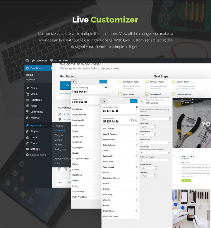 iRepair - Electronics Repair WordPress theme Responsive WordPress thema №64920 - Eigenschappen Afbeelding 10