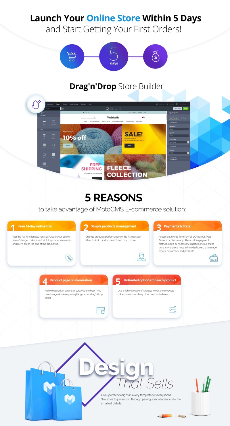 Fabricatto - Hobbies & Crafts MotoCMS Ecommerce Template - Features Image 1
