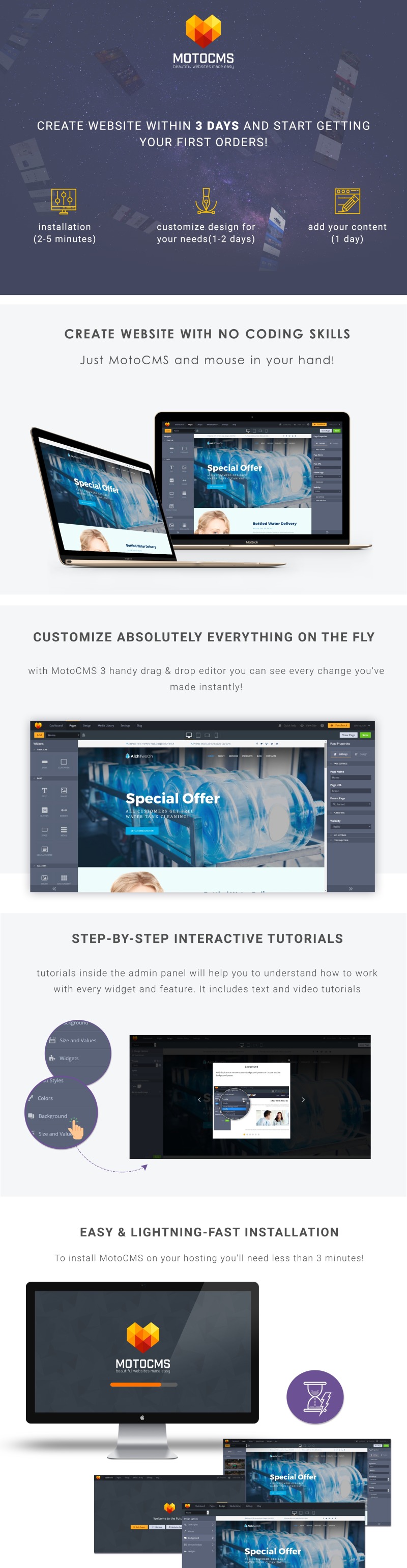Water Delivery Service Moto CMS 3 Template - Features Image 1