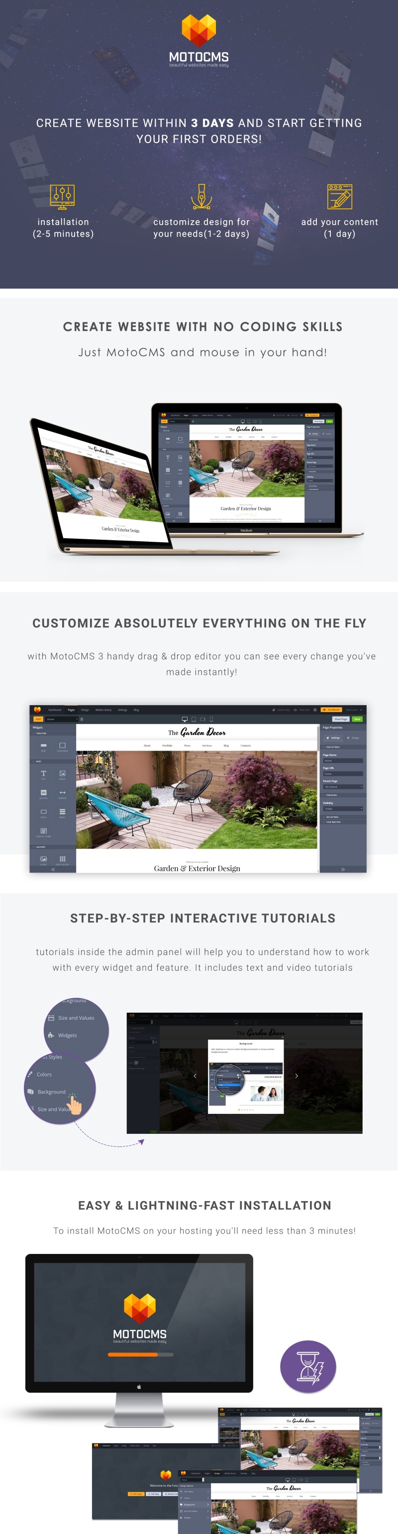 Modello Moto CMS 3 Responsive #65084 per Un Sito di Architettura del Giardino - Immagine Caratteristiche 1