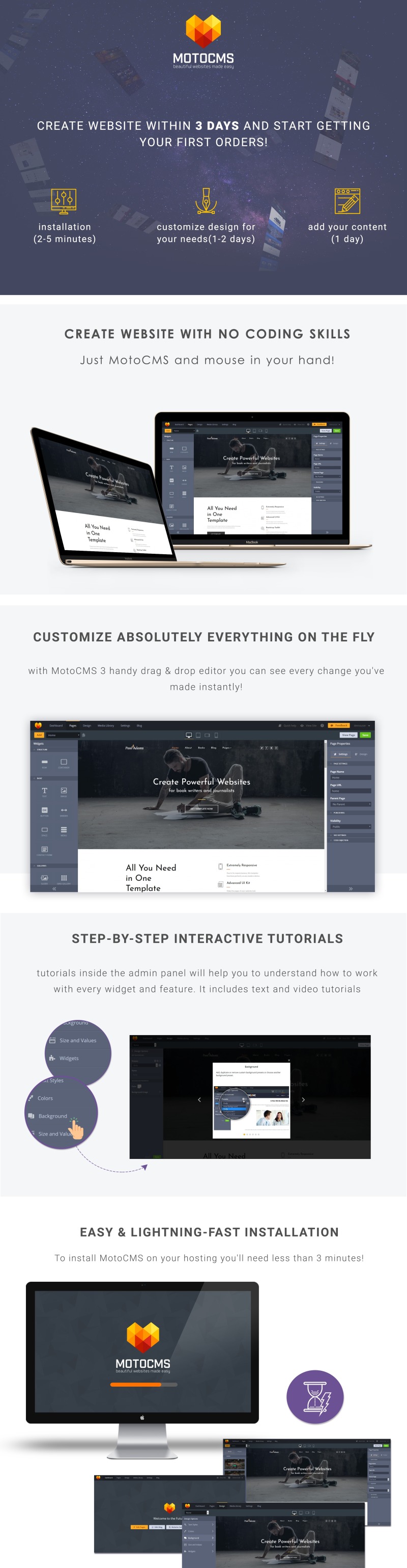 Writer/Author Moto CMS 3 Template - Features Image 1