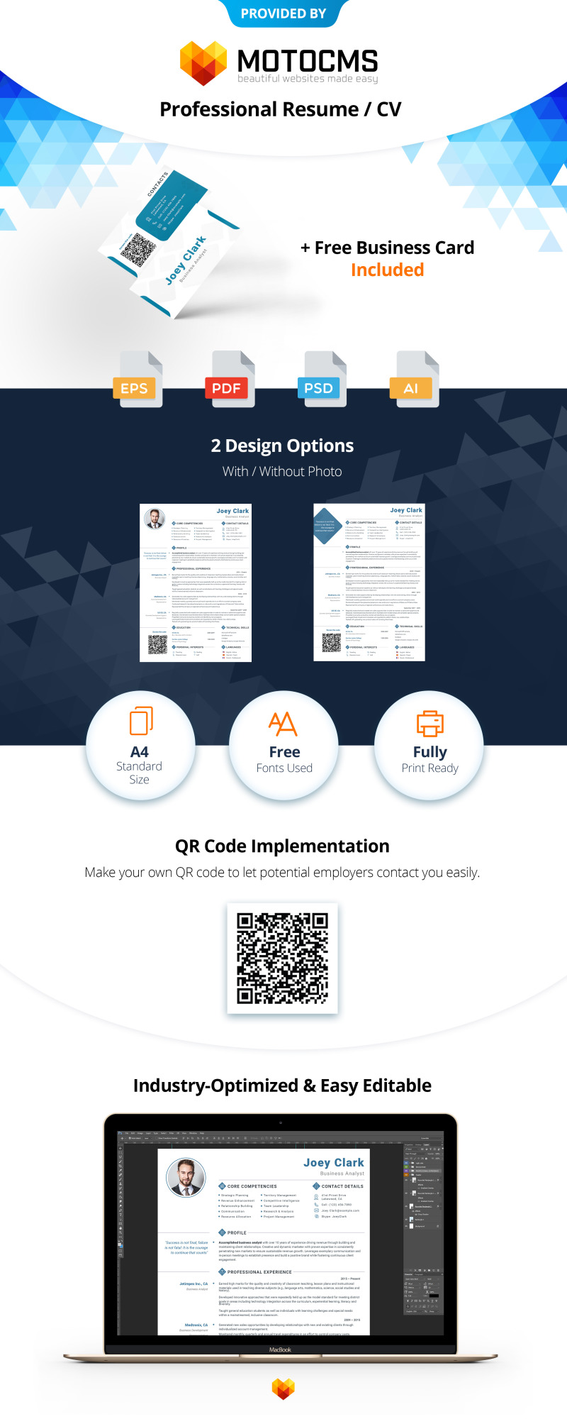 Joey Clark - Business Analyst and Financial Consultant Resume Template - Features Image 1
