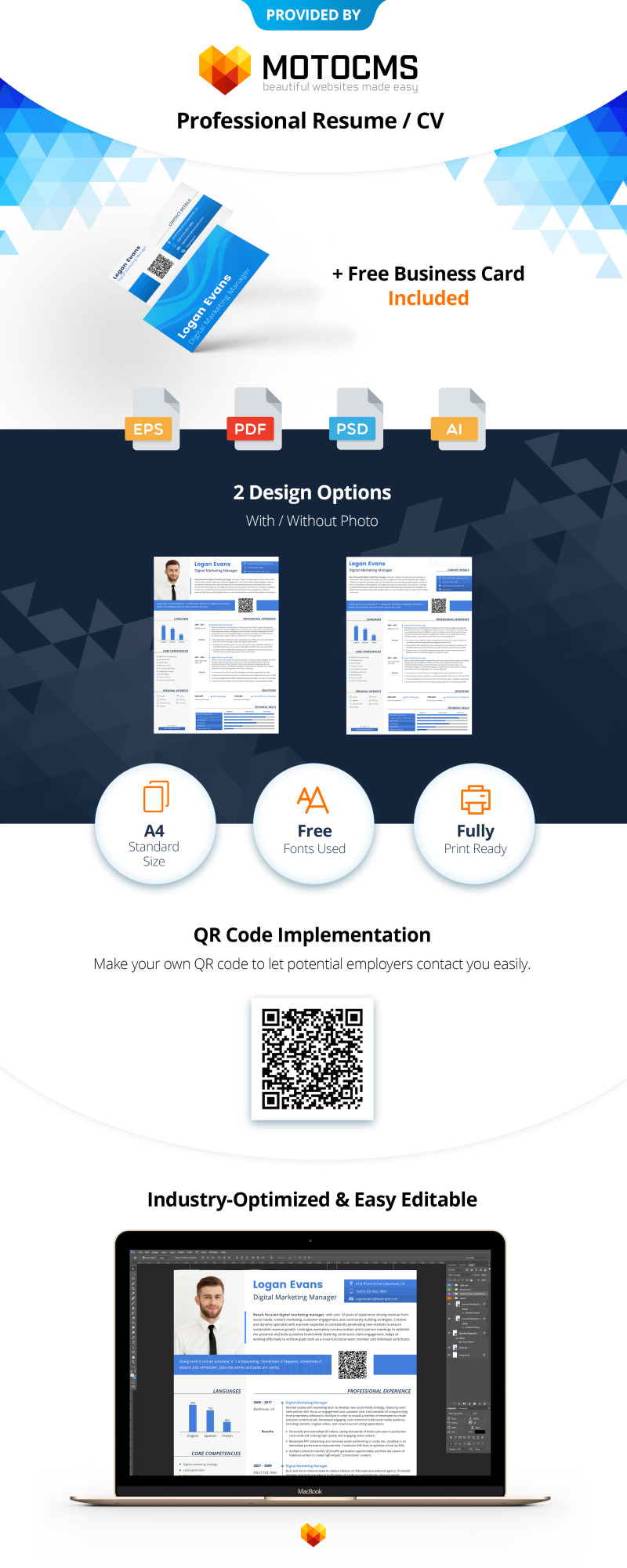 Logan Evans - Digital Marketing Resume Template - Features Image 1