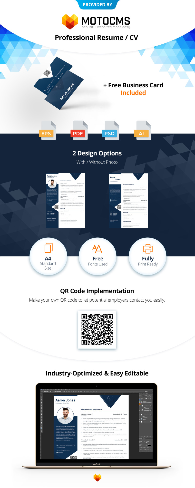 Aaron Jones - Bank Teller Resume Template - Features Image 1
