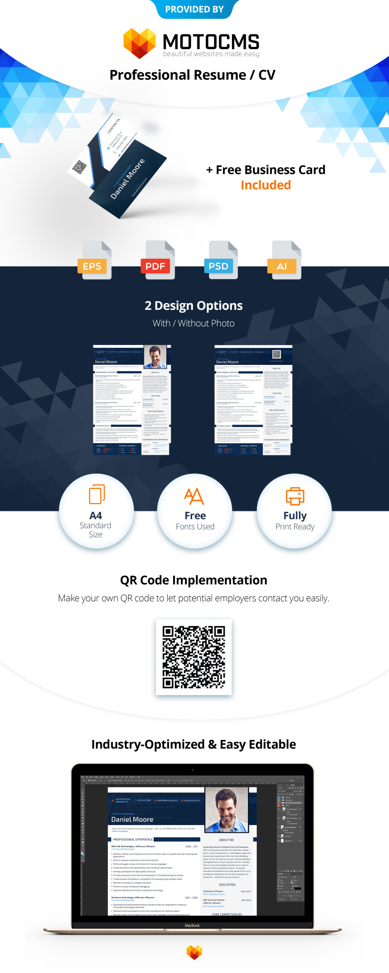 Daniel Moore - Front End Developer Resume Template - Features Image 1