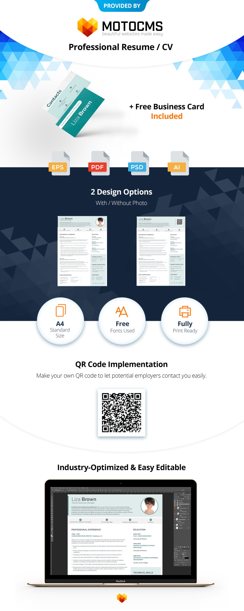 Liza Brown - Human Resources Manager Resume Template - Features Image 1