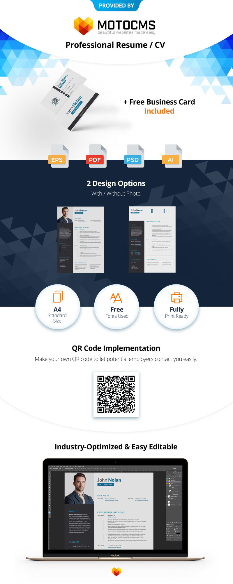 John Nolan - SEO Specialist Resume Template - Features Image 1