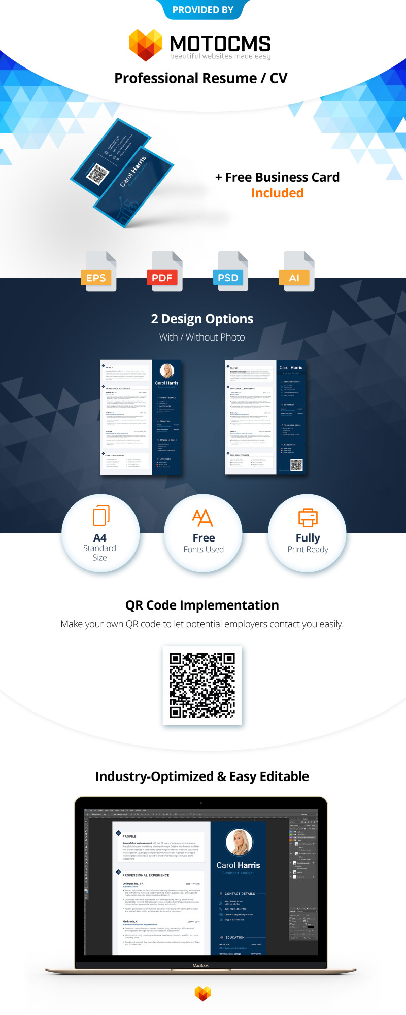 Carol Harris - Business Analyst and Financial Consultant Resume Template - Features Image 1