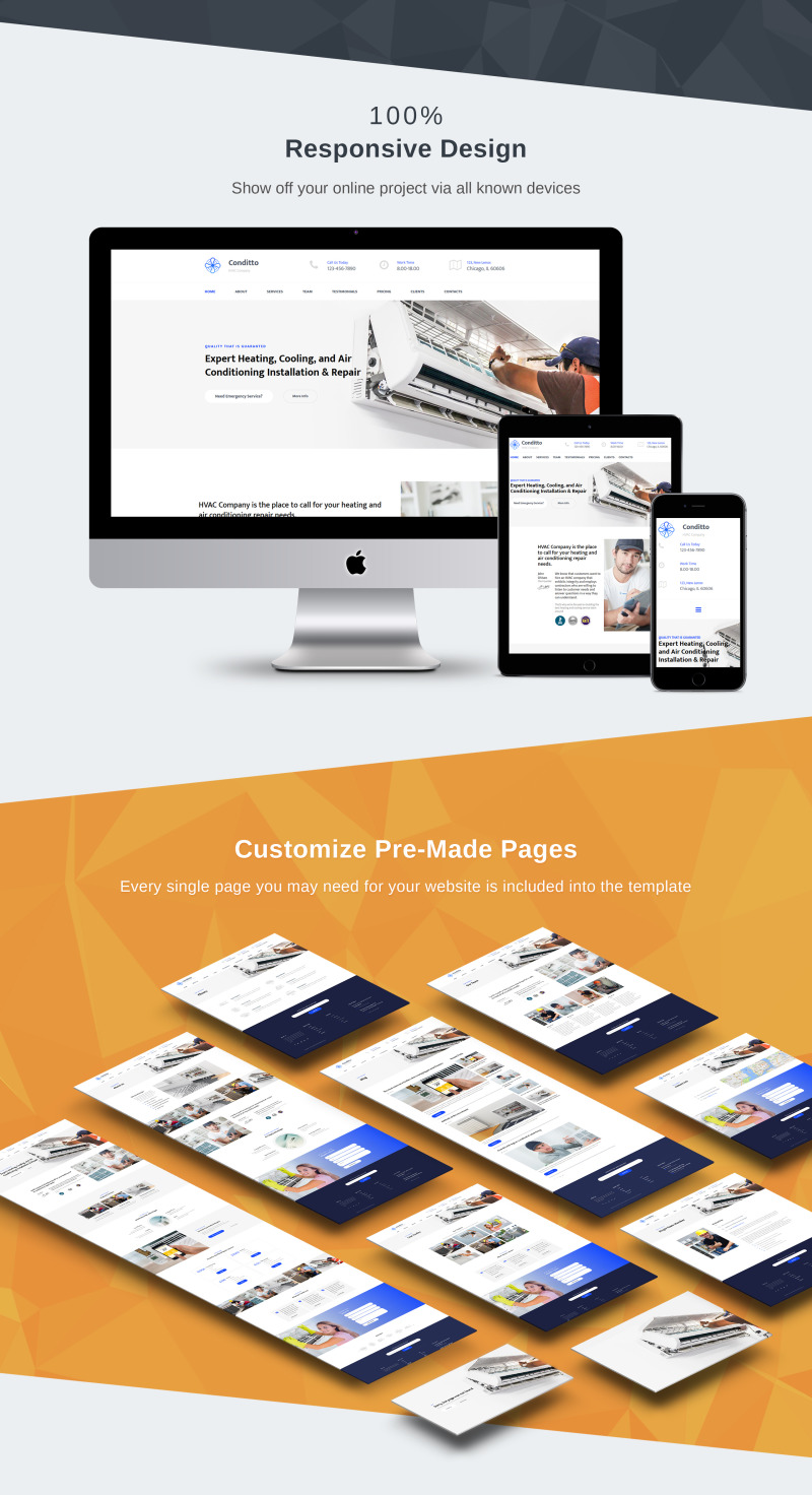 Conditto - HVAC Premium Moto CMS 3 Template - TemplateMonster