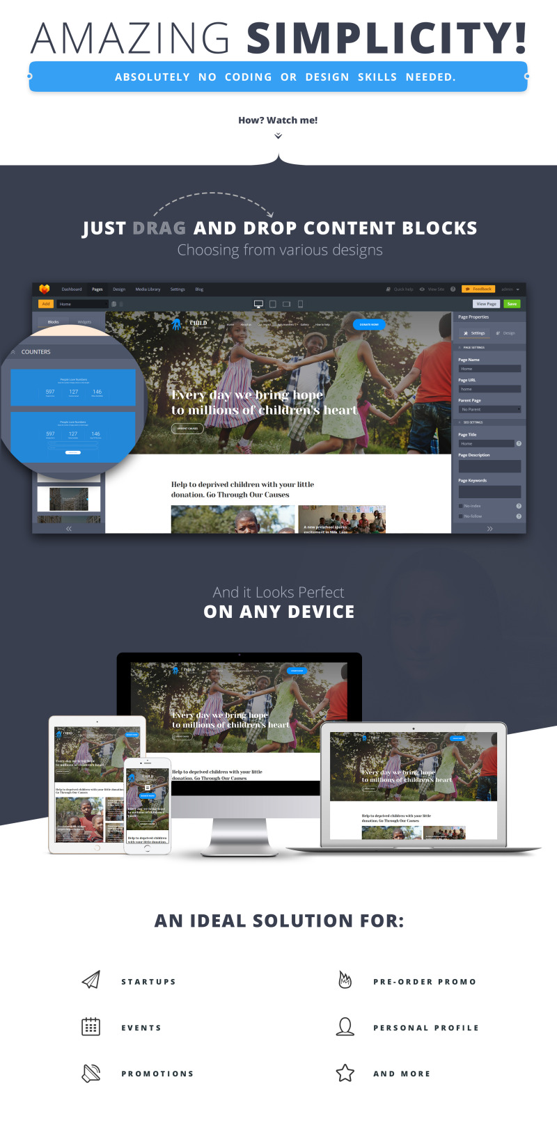 Responsives Landing Page Template für Wohltätigkeit #65475 - Bildeigenschaften 1