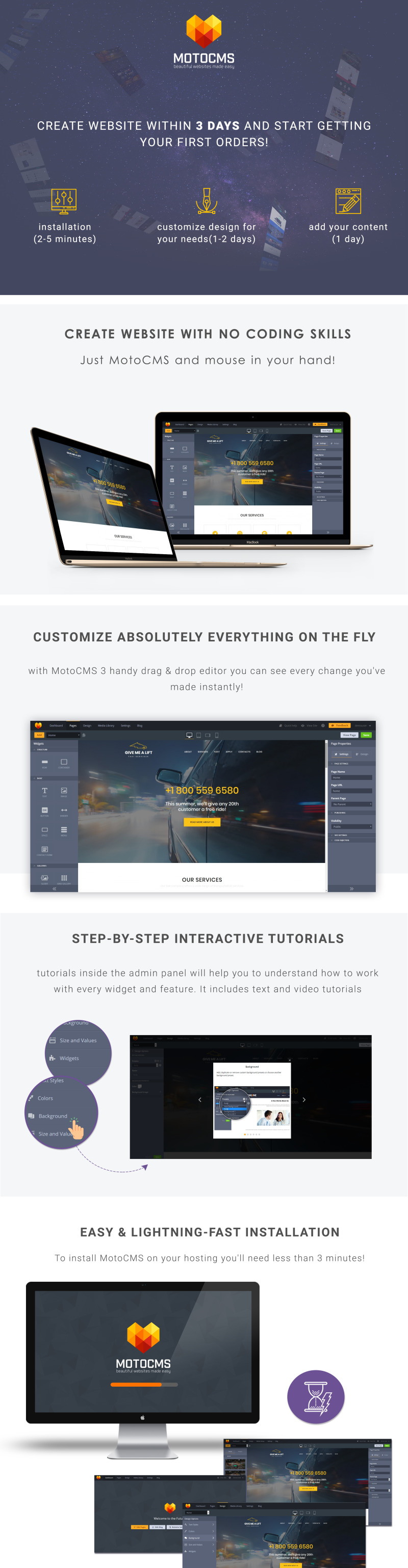 Responsives Moto CMS 3 Template für Taxi #65563 - Bildeigenschaften 1