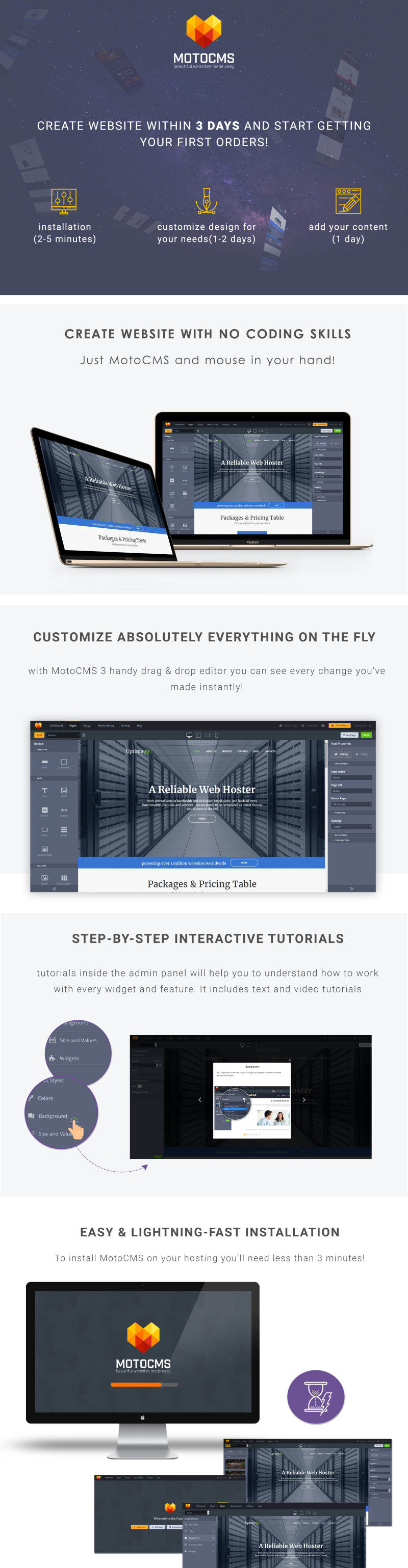 Uptime99 - Hosting Company Moto CMS 3 Template - Features Image 1