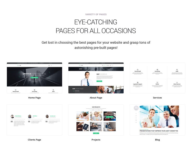 Tema de WordPress de auditoría de EasyAudit - Imagen de características 2