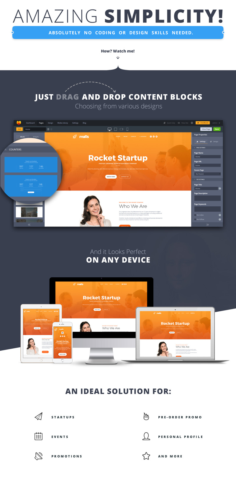 Startup MotoCMS 3 Landing Page Template - Features Image 1