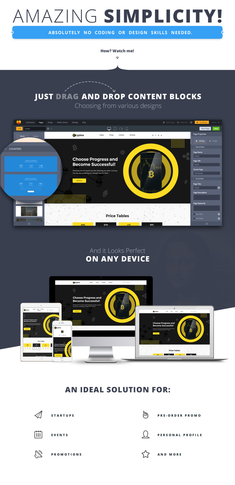 Landing Page Template namens Cryptos - Bitcoin Cryptocurrency MotoCMS 3 #66370 - Bildeigenschaften 1