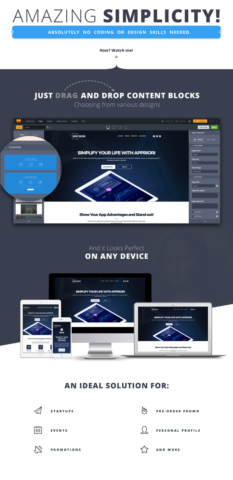 Landing Page Template namens Appriori - Mobile App #66374 - Bildeigenschaften 1