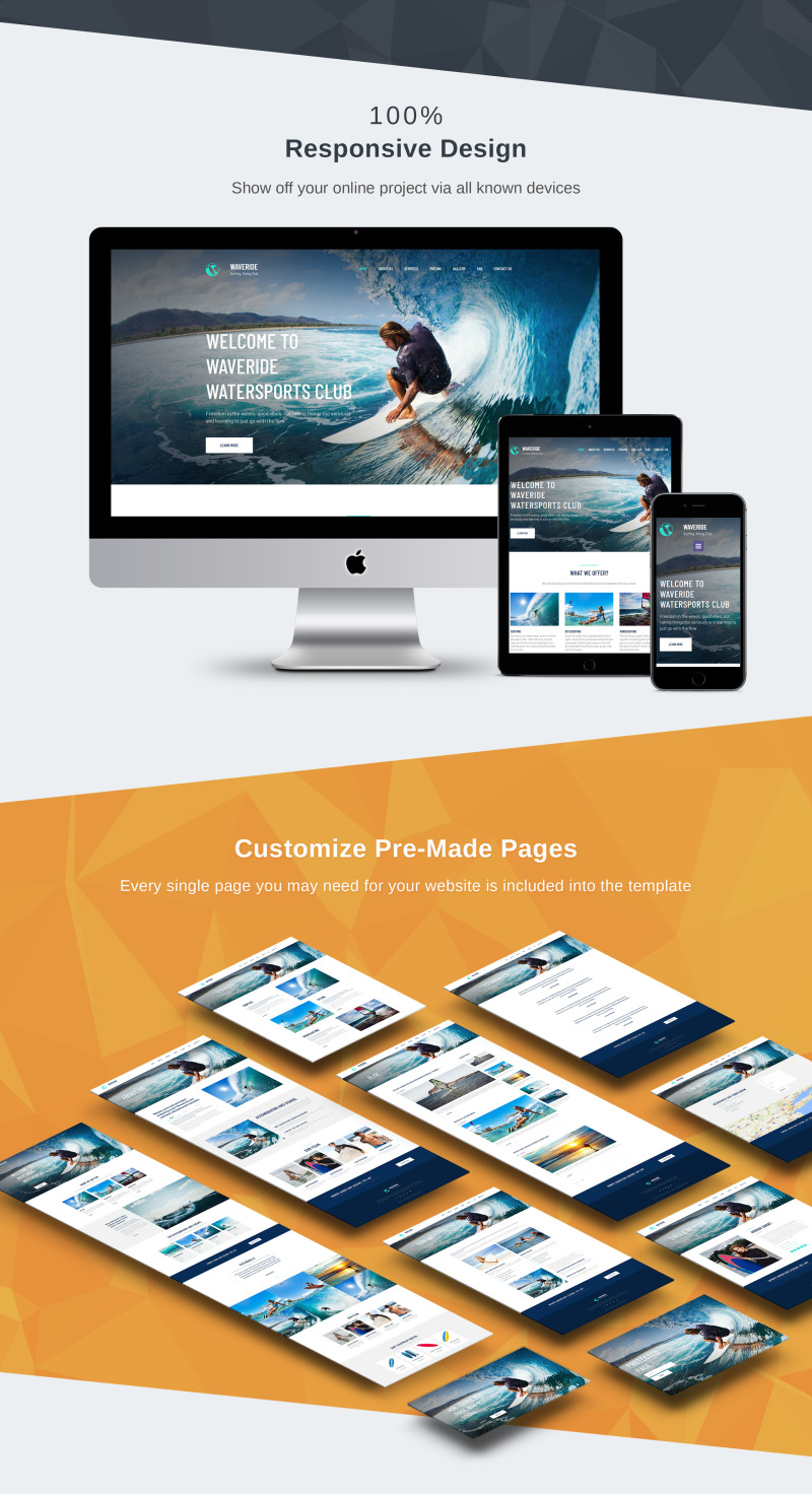 Waveride - Surfing Club Moto CMS 3 Template - TemplateMonster