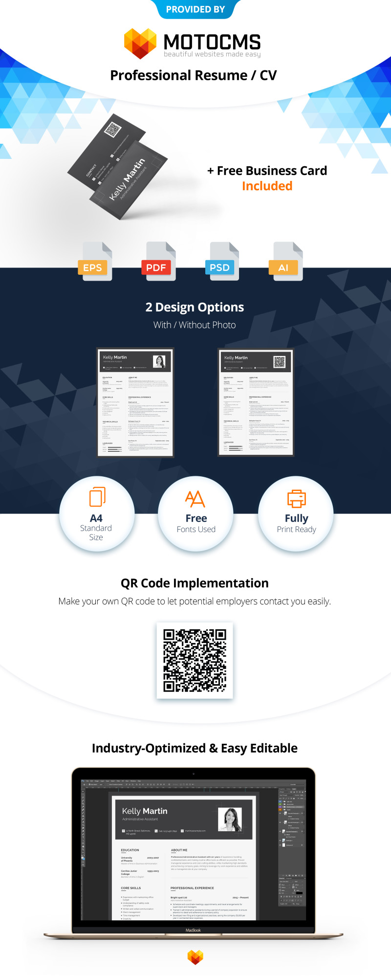 Kelly Matin - Administrative Assistant Resume Template - Features Image 1