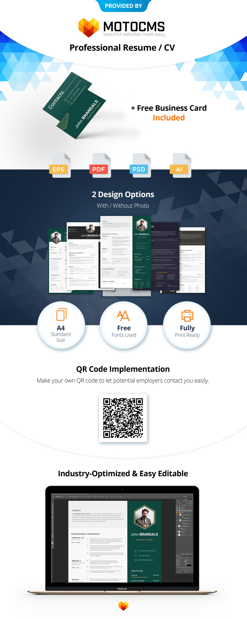 John Brandals - Business Analyst Resume Template - Features Image 1