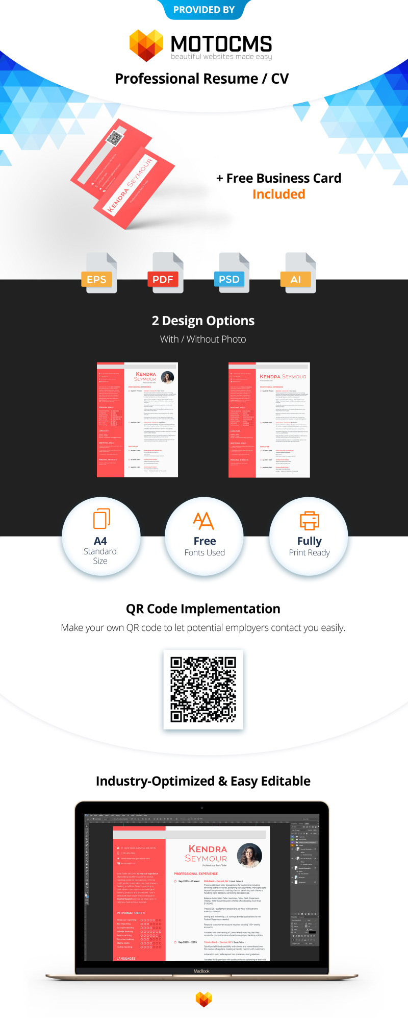 Kendra Seymour - Bank Teller Resume Template - Features Image 1