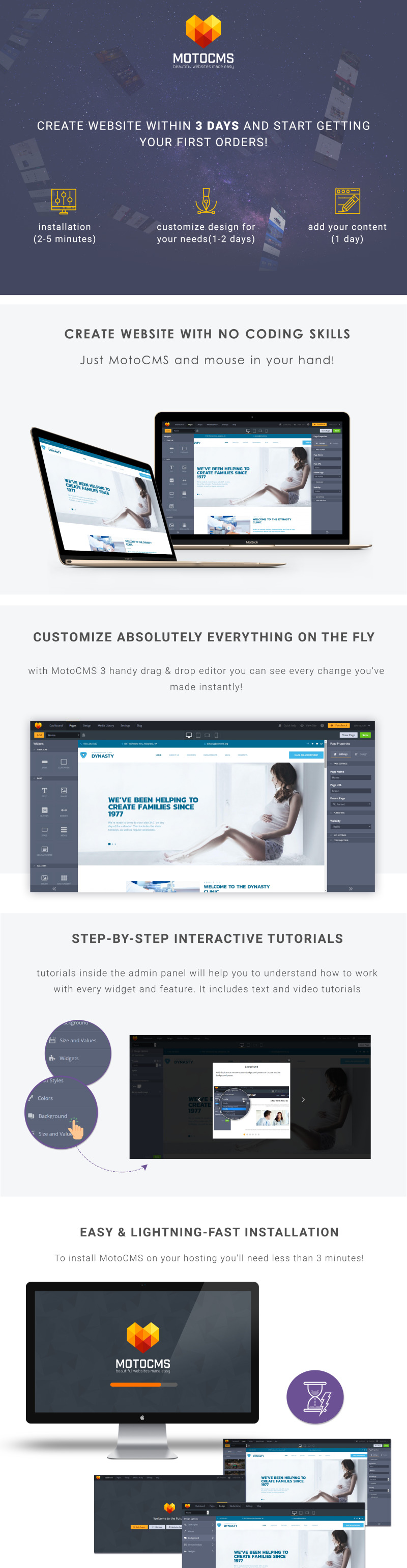 Dynasty - Reproduction Clinic Moto CMS 3 Template - Features Image 1