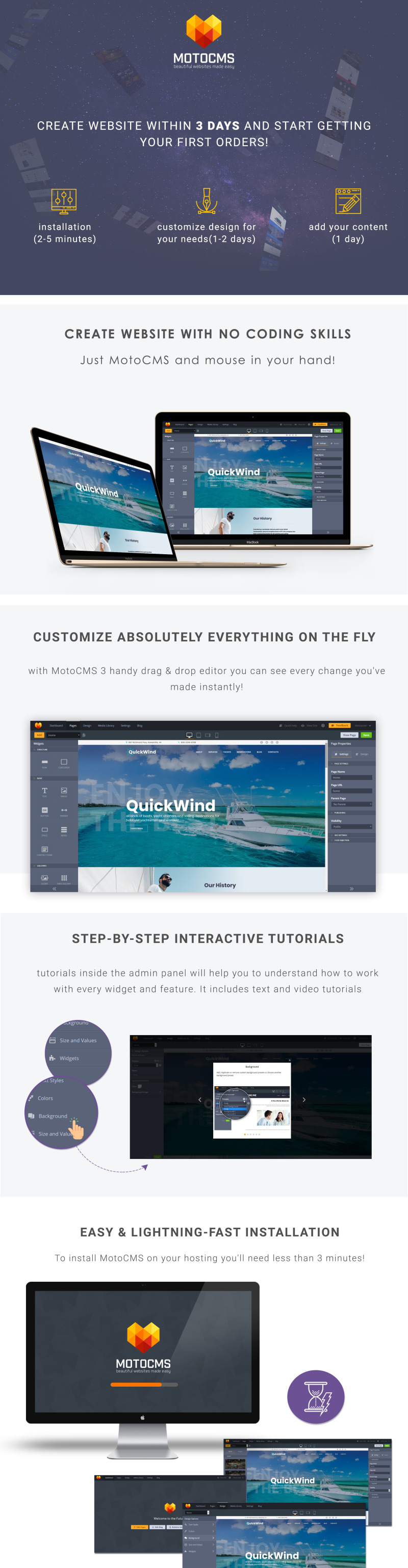 QuickWind - Yachting & Voyage Charter Moto CMS 3 Template Moto CMS 3 模板 #66511——特色图像 1