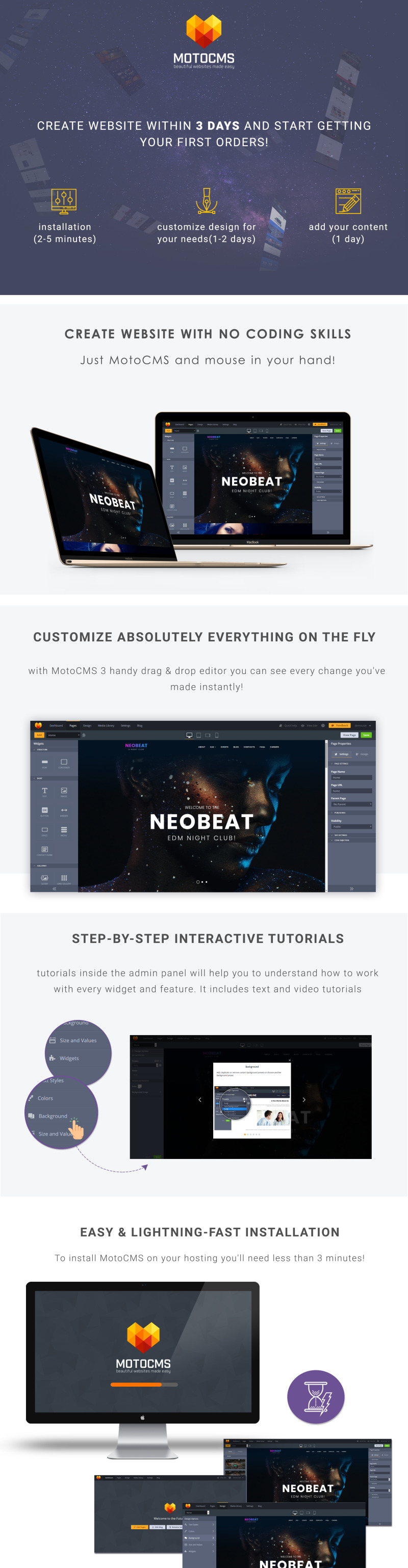 Night Club & Entertainment Moto CMS 3 Template - Features Image 1
