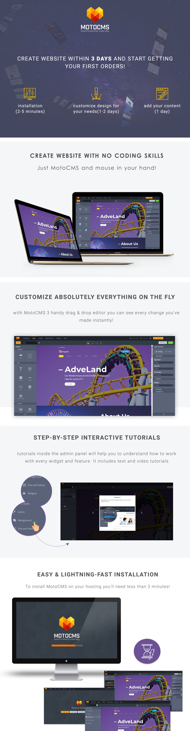 Adveland - Amusement Park Moto CMS 3 Template - Features Image 1