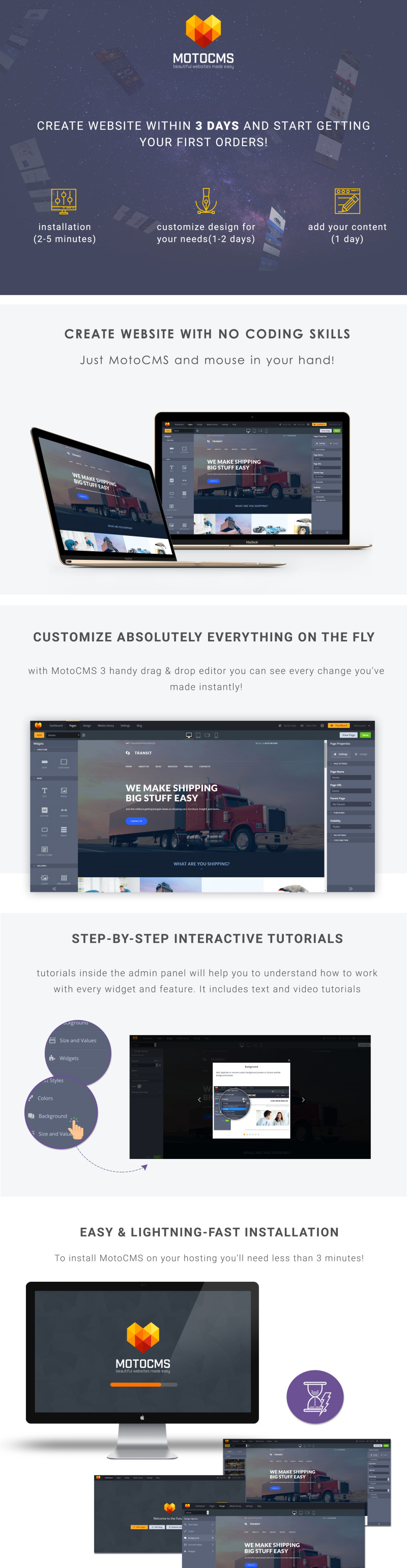 Logistics and Transportation Service Moto CMS 3 Template - Features Image 1