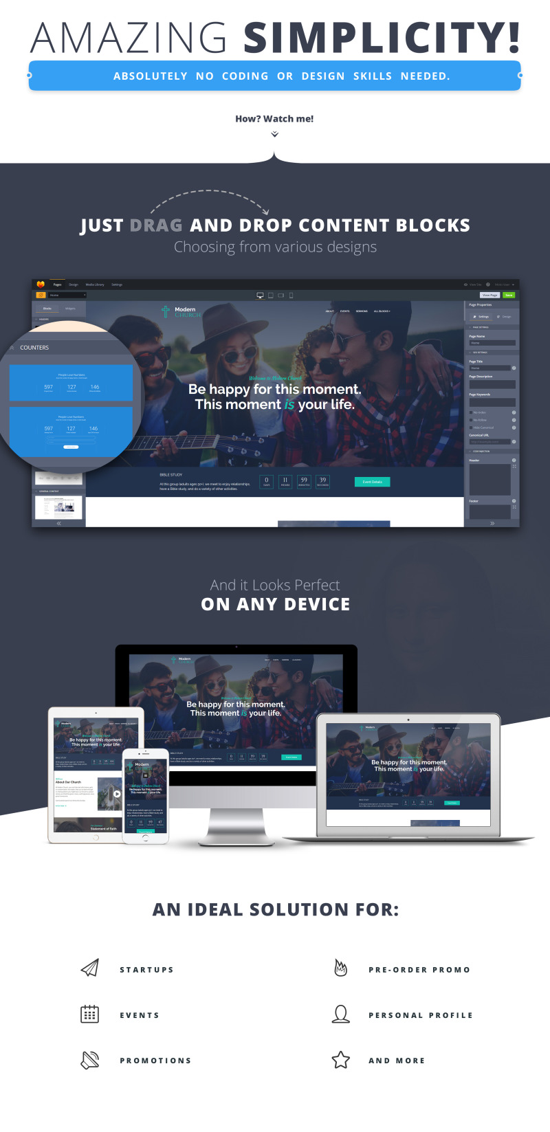 Modern Church - Religious MotoCMS 3 Landing Page Template - Features Image 1