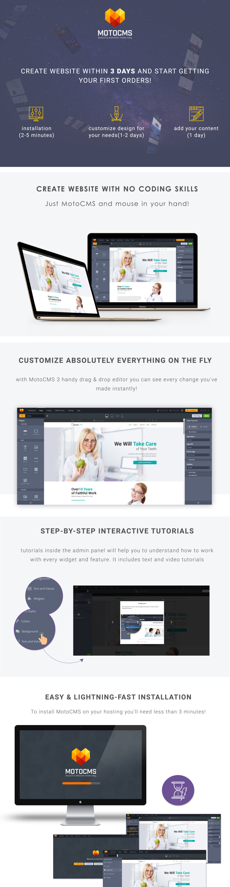 DentalCare - Dental Clinic Moto CMS 3 Template - Features Image 1