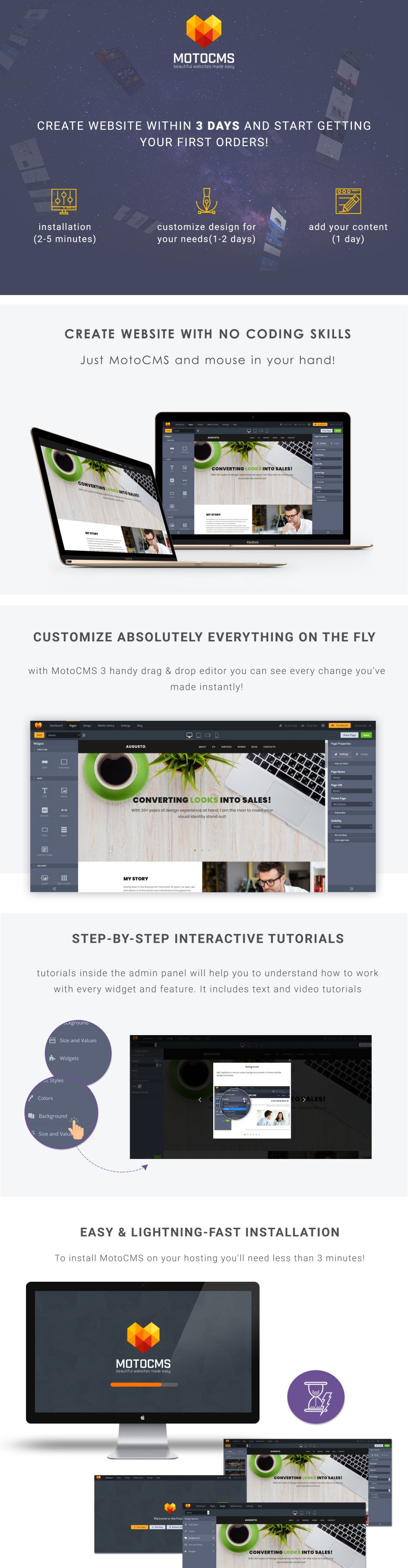 Download Augusto - Freelance Designer Moto CMS 3 Template #68005 | Premium themes & Plugins 1 Augusto - Freelance Designer Moto CMS 3 Template - Features Image 1