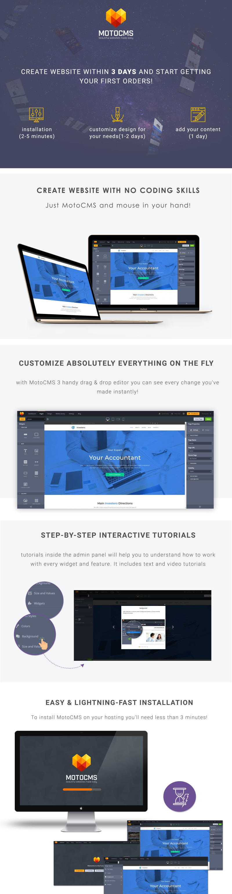 Investero - Accountant Expert Moto CMS 3 Template - Features Image 1