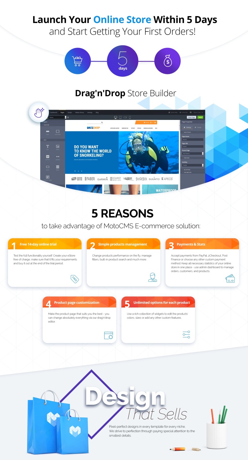 DiveDeep - Snorkeling Gear Store MotoCMS Ecommerce Template - Features Image 1